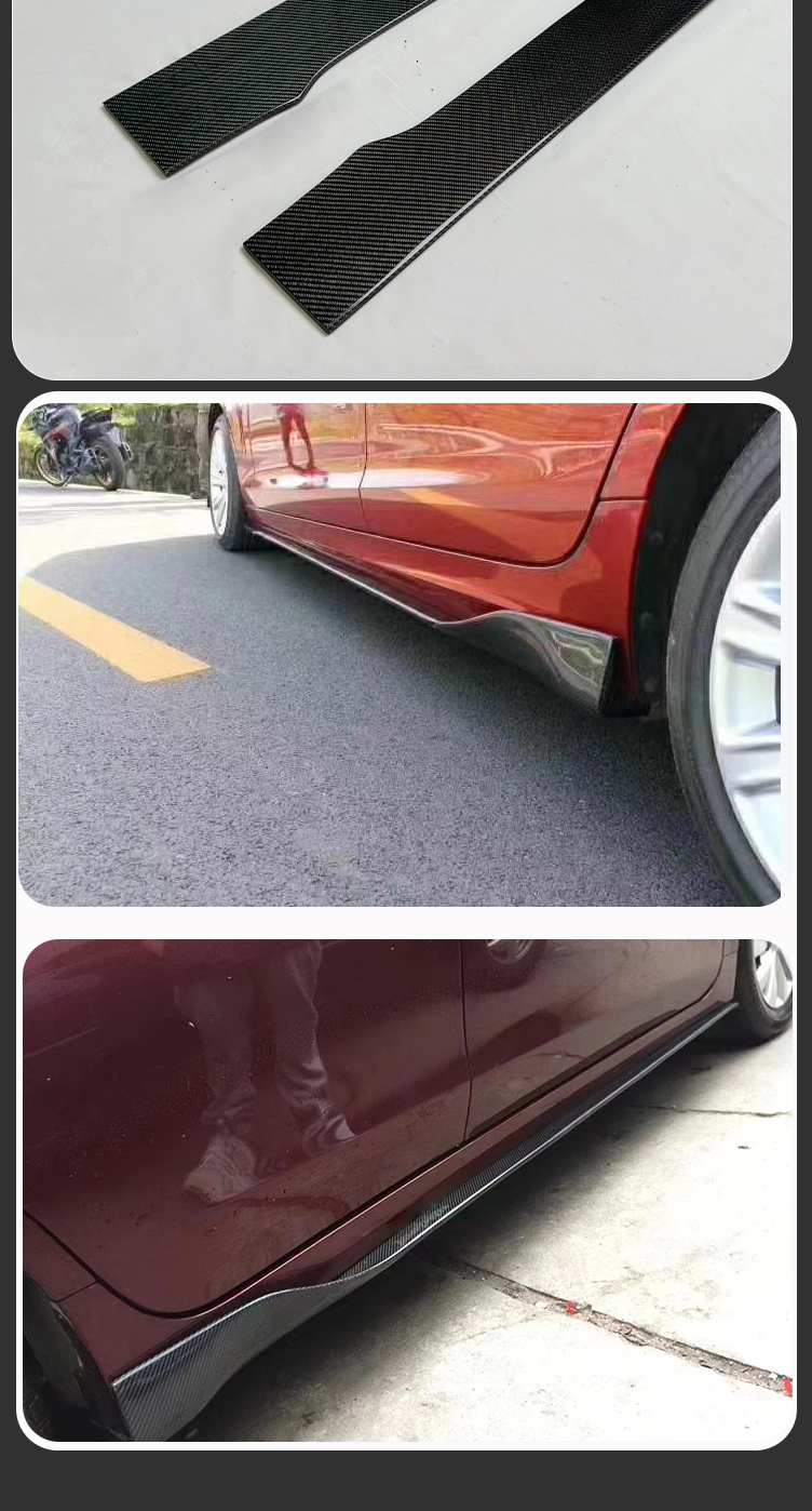 Customized Length Carbon Fiber Universal Side Skirt Extension Lip Car Side Skirt For All Car