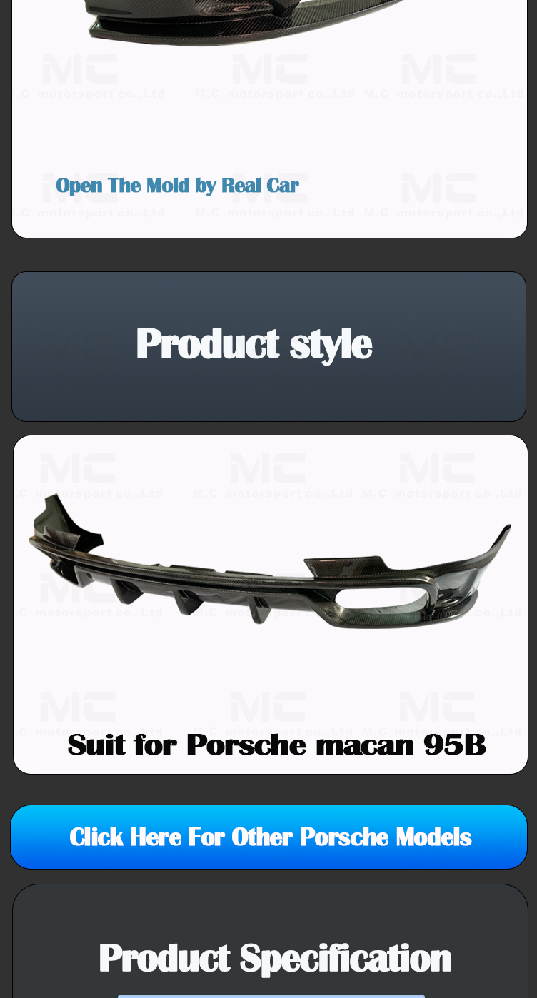 Porsche Macan 95B  Carbon Fiber Diffuser 2020-IN