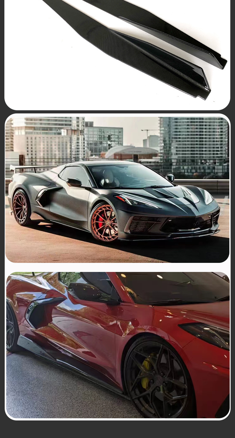 For CHEVROLET Corvette C8 Carbon Fiber Side Skirt