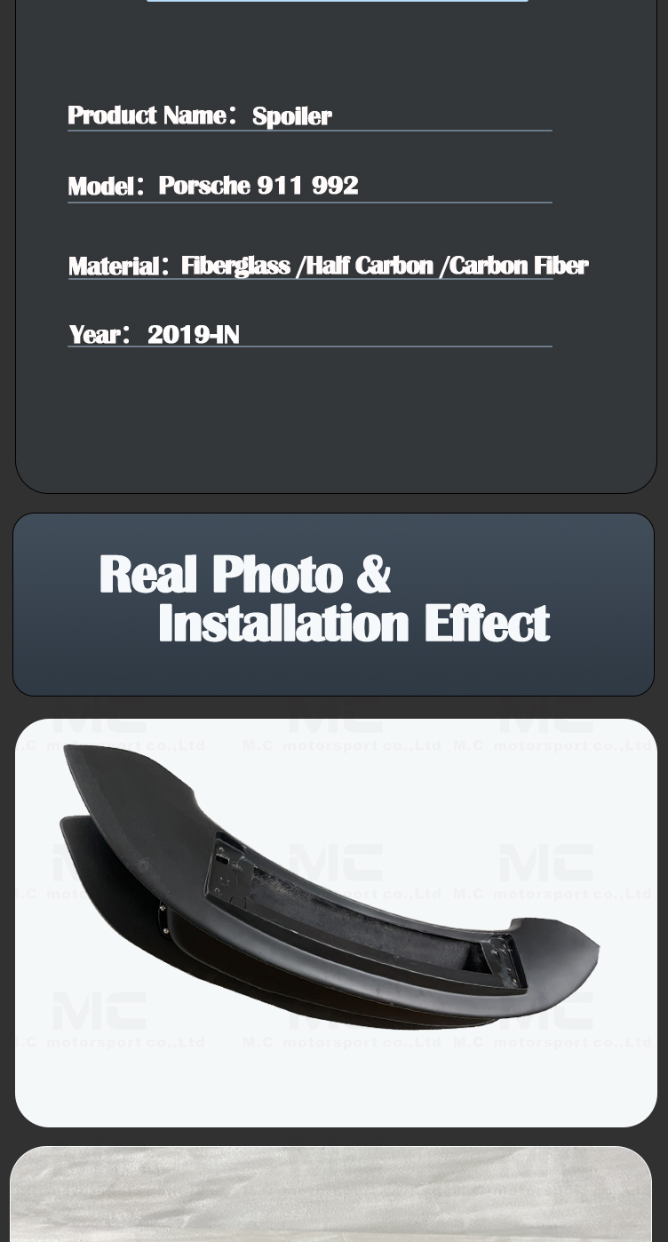 Porsche 911 992  Carbon Fiber Diffuser Turbo Style