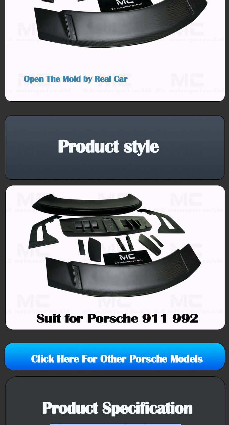 Porsche 911 992 Dry Carbon Fiber GT3 Spoiler