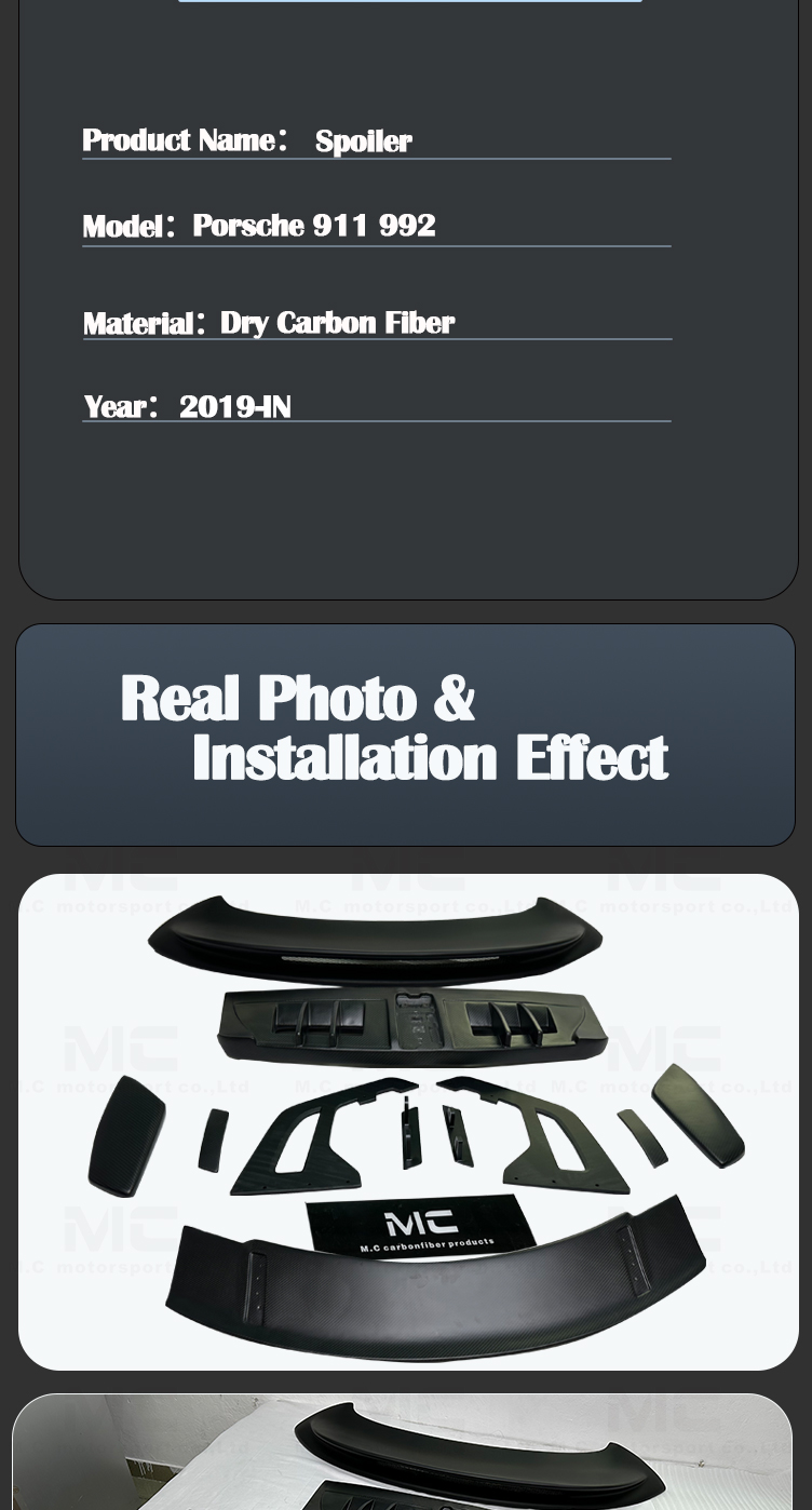 Porsche 911 992 Dry Carbon Fiber GT3 Spoiler