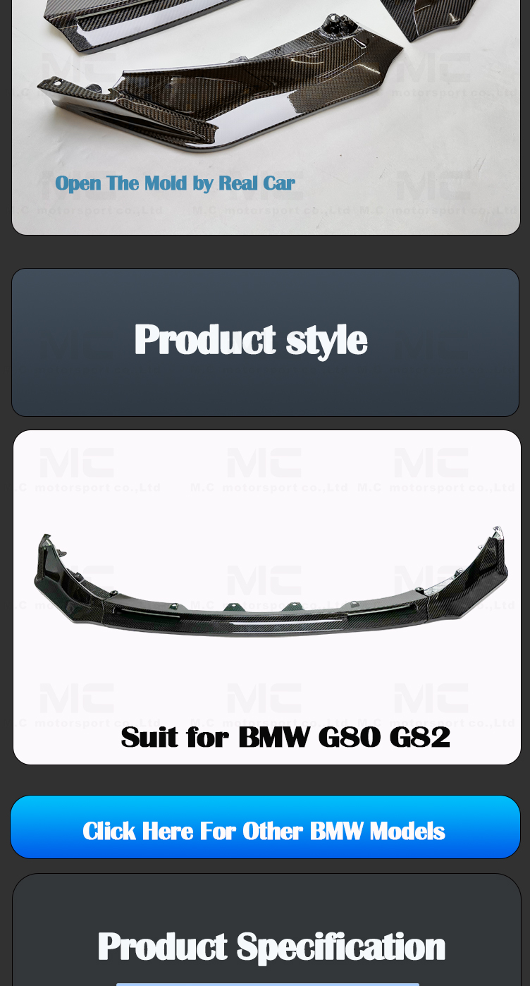 For BMW G80 G82 M3M4Carbon Fiber V Style Front Lip