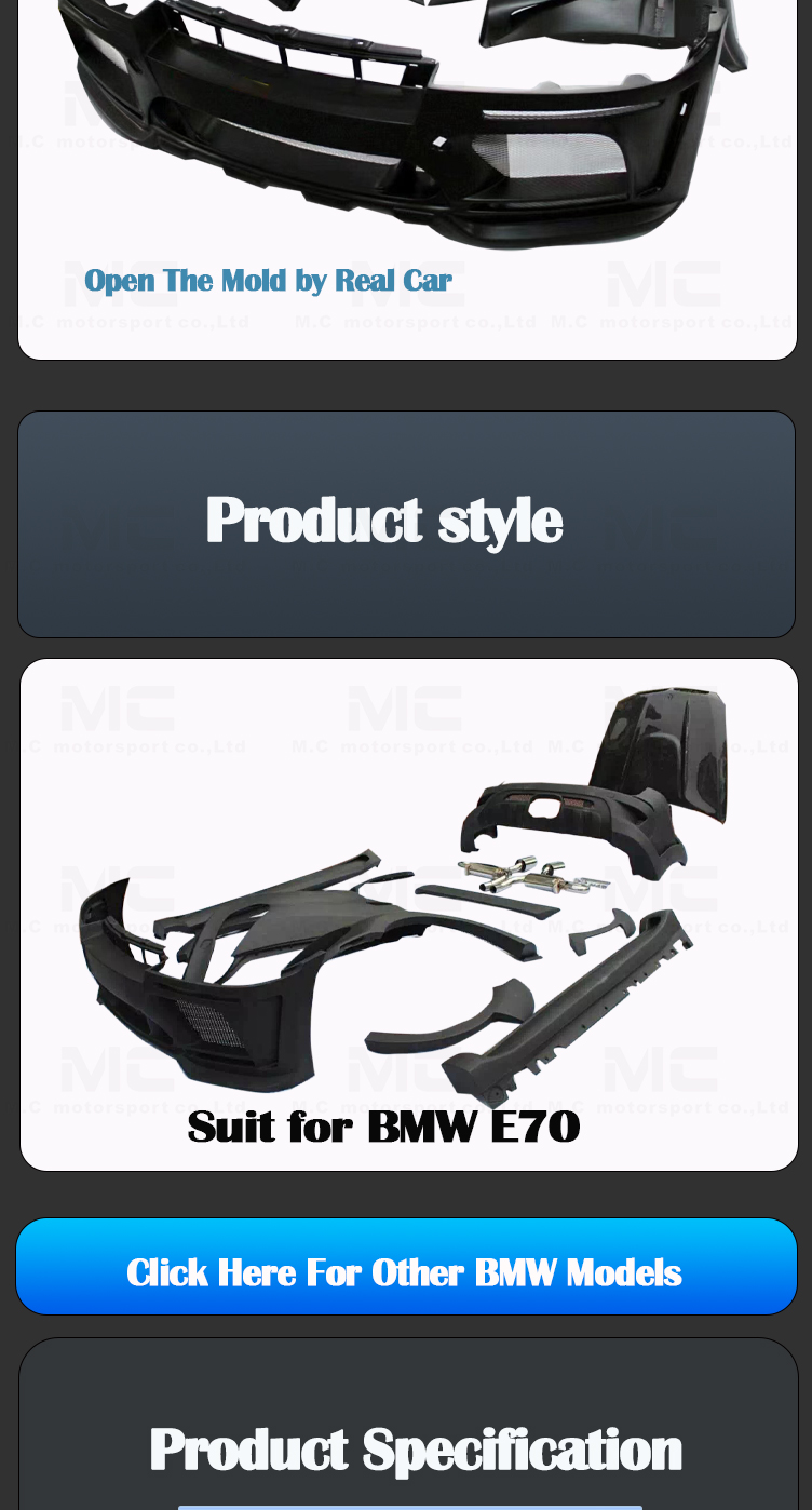 For BMW E70 Fiberglass Body Kits HM Style