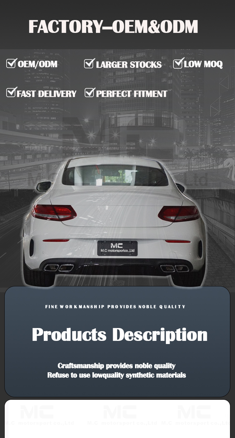 For Mercedes Benz C Class W205 C63 FD Style Diffuser