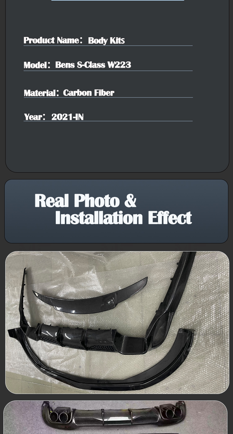 For Mercedes Benz S Class W223 Carbon Fiber Body Kits