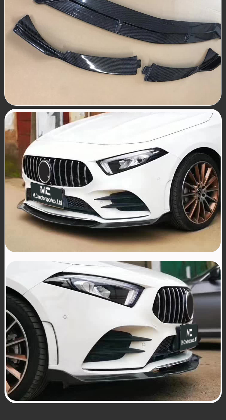 For Mercedes Benz A Class W177 Carbon Fiber B Style Front Lip Spoiler