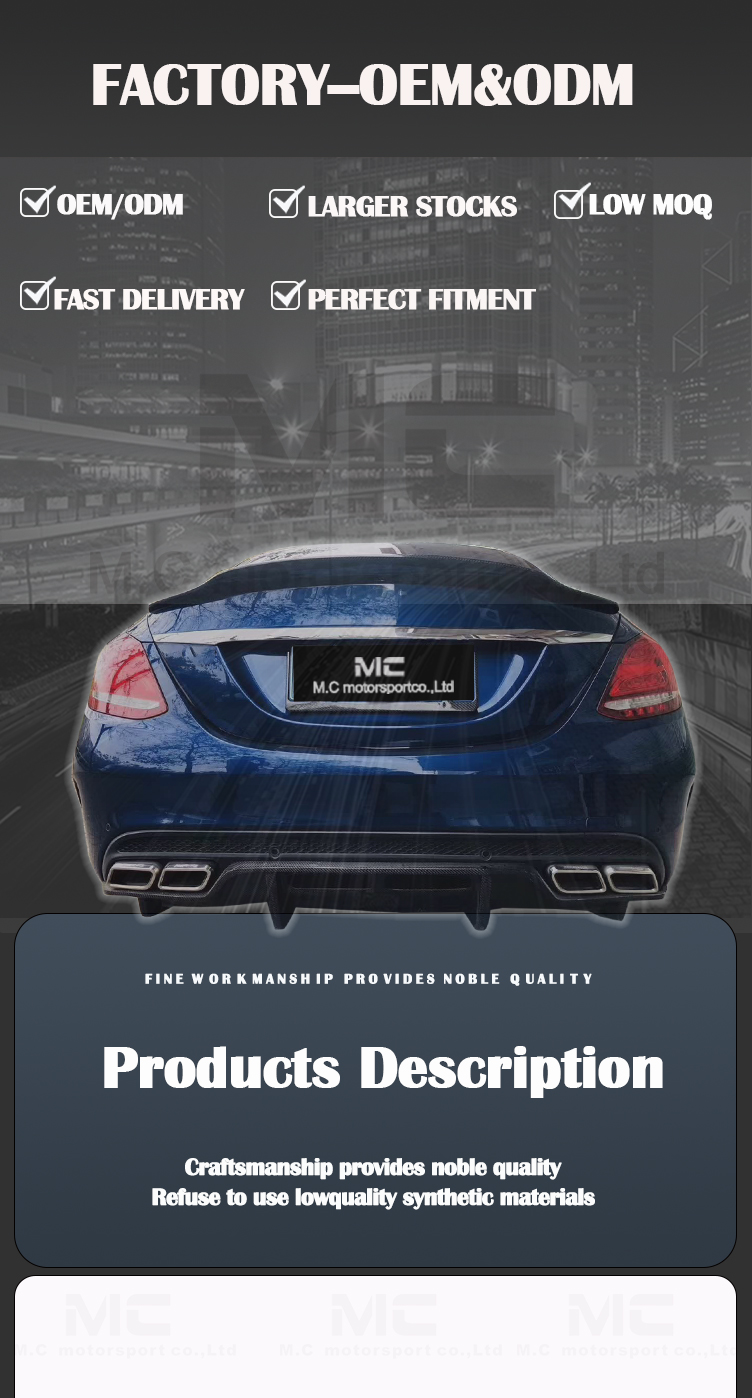 For Mercedes Benz C Class W205 C63 Carbon Fiber PSM Style Duiffuser