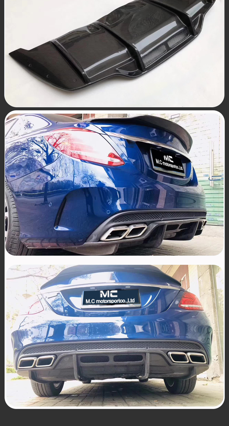 For Mercedes Benz C Class W205 C63 Carbon Fiber PSM Style Duiffuser