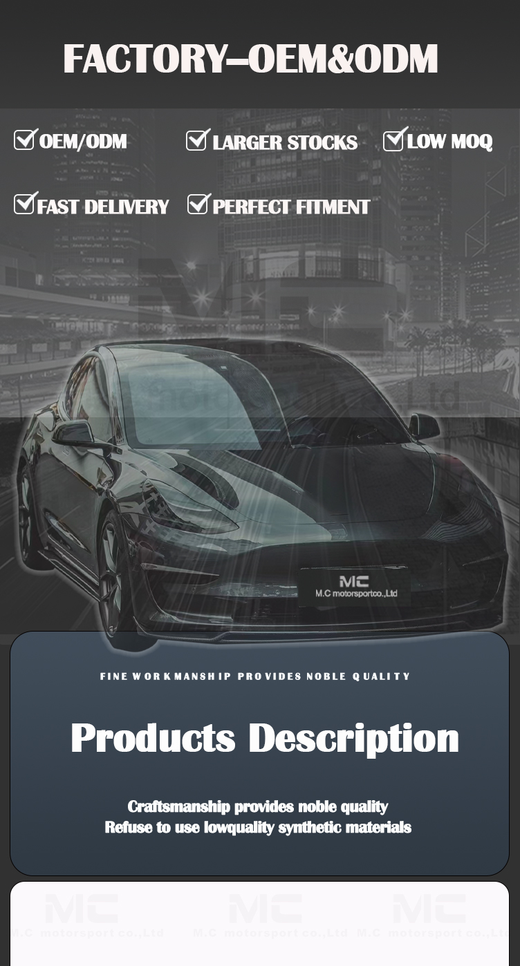 For Tesla ART Style Carbon Fiber Front Lip