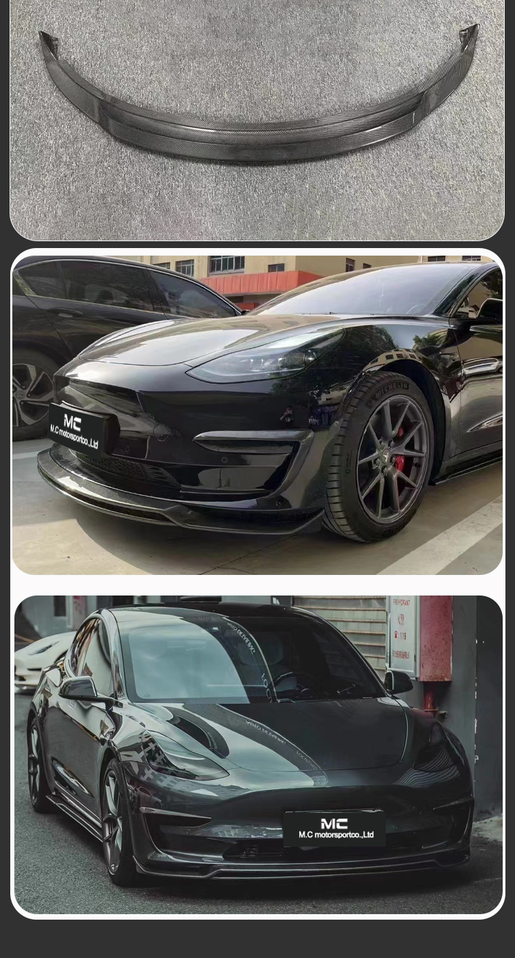 For Tesla ART Style Carbon Fiber Front Lip