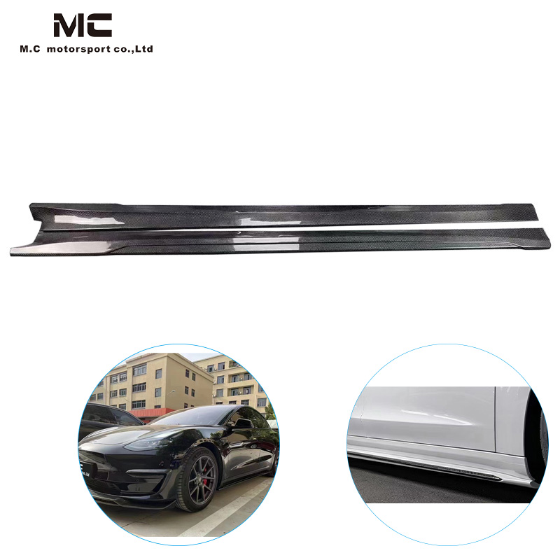 For Tesla ART Style Carbon Fiber Side Skirt
