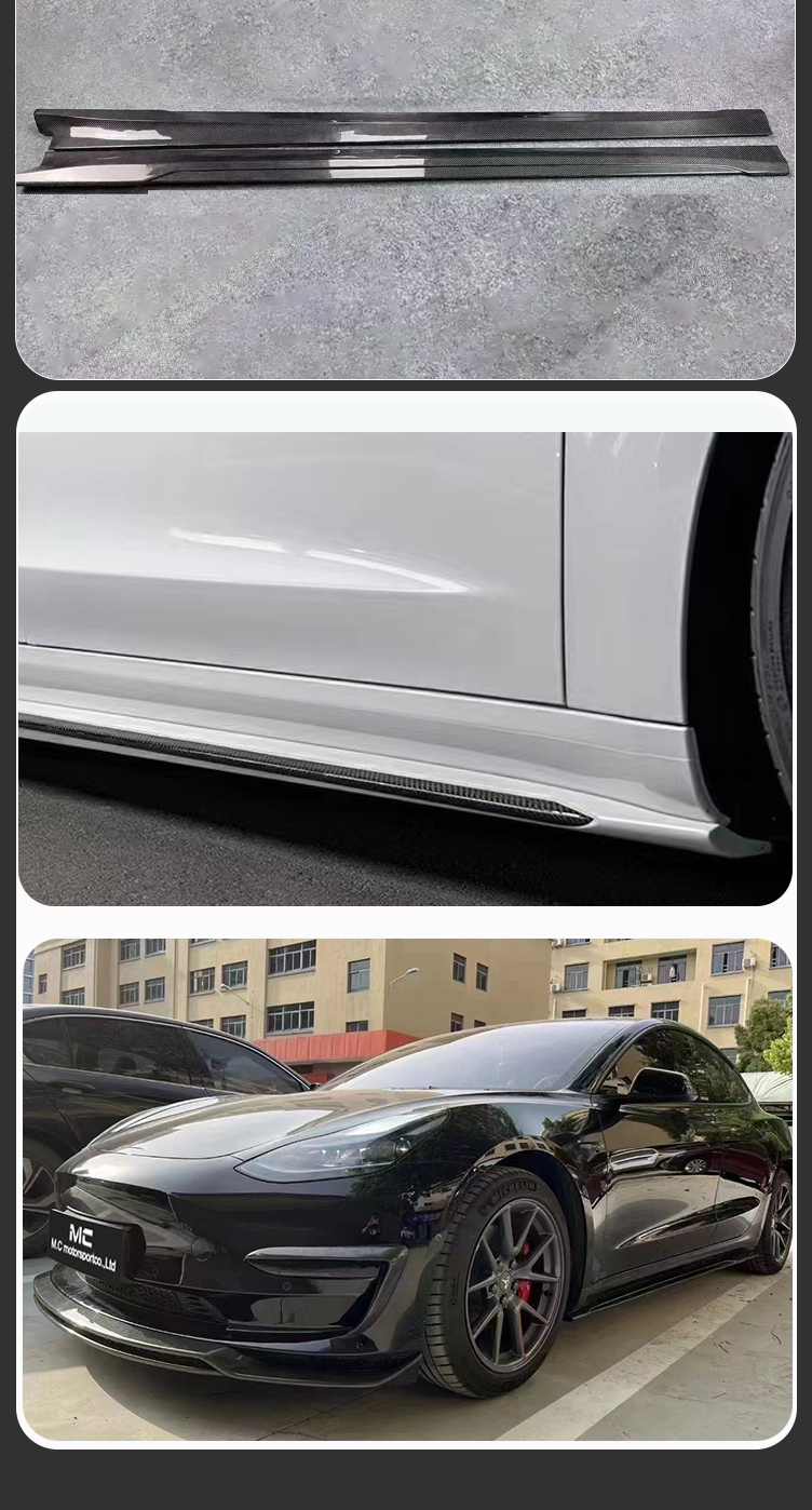 For Tesla ART Style Carbon Fiber Side Skirt