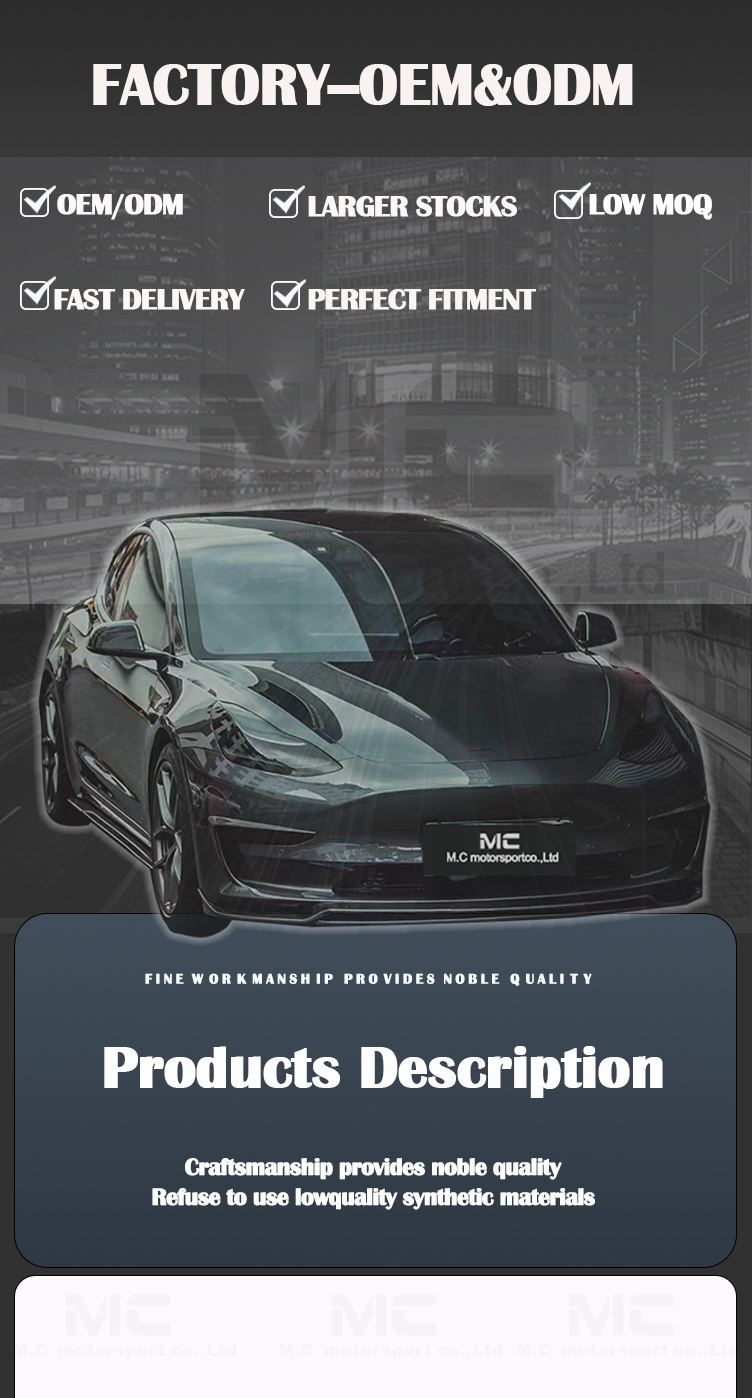 For Tesla ART Style Carbon Fiber Front Canards