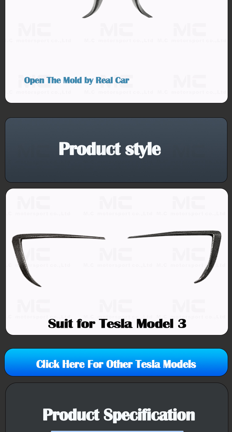 For Tesla ART Style Carbon Fiber Front Canards