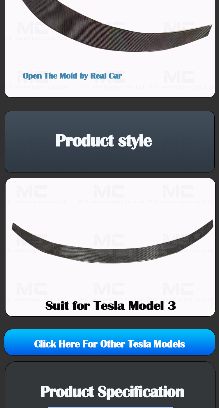 For Tesla ART Style Carbon Fiber Rear Spoiler