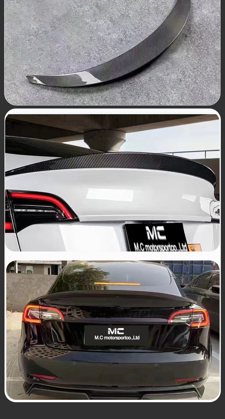 For Tesla ART Style Carbon Fiber Rear Spoiler