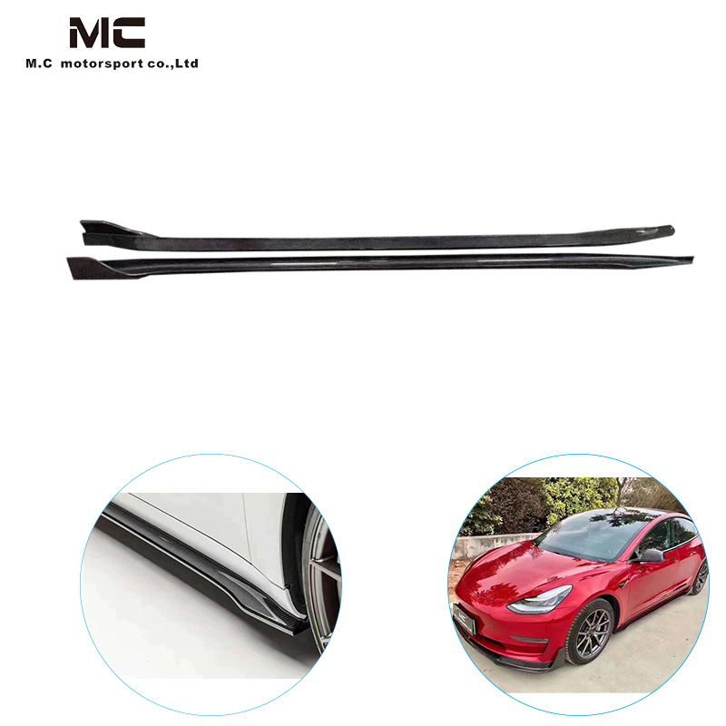 For Tesla Model 3 V Style Carbon Fiber Side Skirt