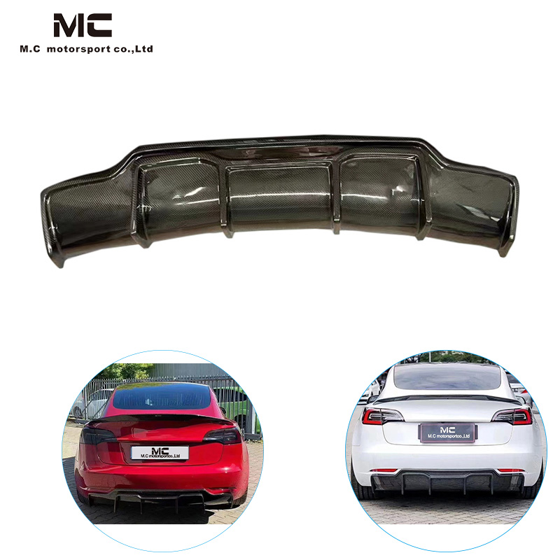 For Tesla Model 3 V Style Carbon Fiber Diffuser