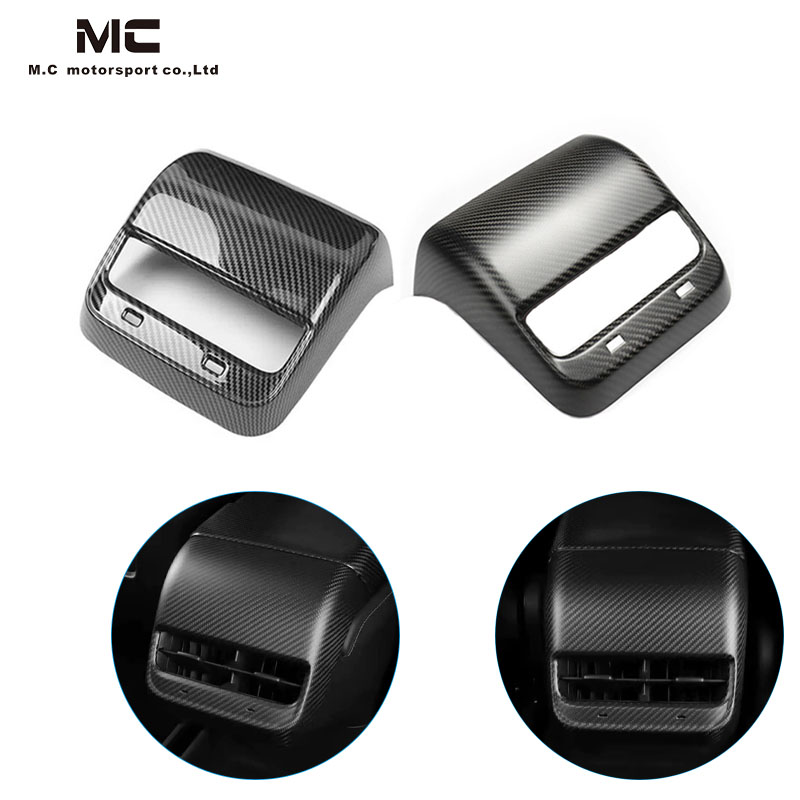 for TESLA Model 3 Model Y Matte Black Dry Carbon Rear Air Vent Outlet Trim Cover 2017+ Car Interior 