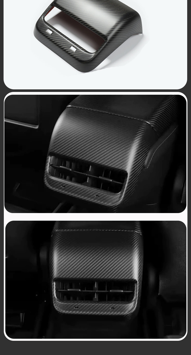 for TESLA Model 3 Model Y Matte Black Dry Carbon Rear Air Vent Outlet Trim Cover 2017+ Car Interior 