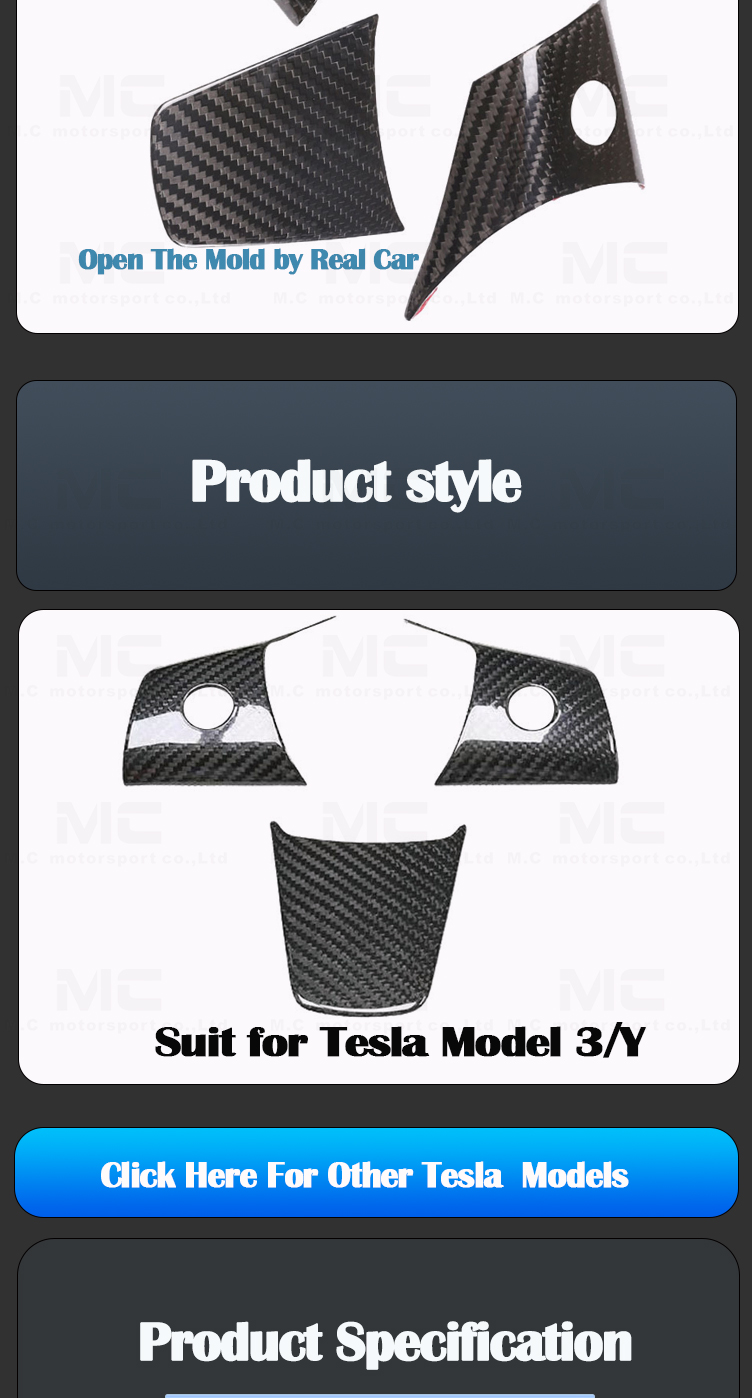 Steering Wheel Panel Cover For tesla model Y 3 2020 2022 Real Carbon Fiber Car Steering Wheel Access