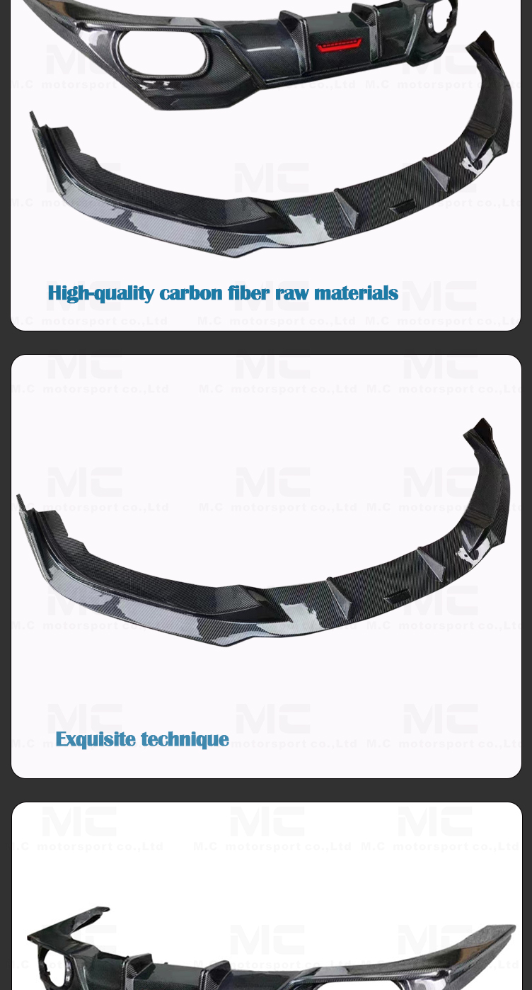 For BMW 8 Series G14 G15 G16 Carbon Fiber Body Kits Front Lip Rear Diffuser With Led Light