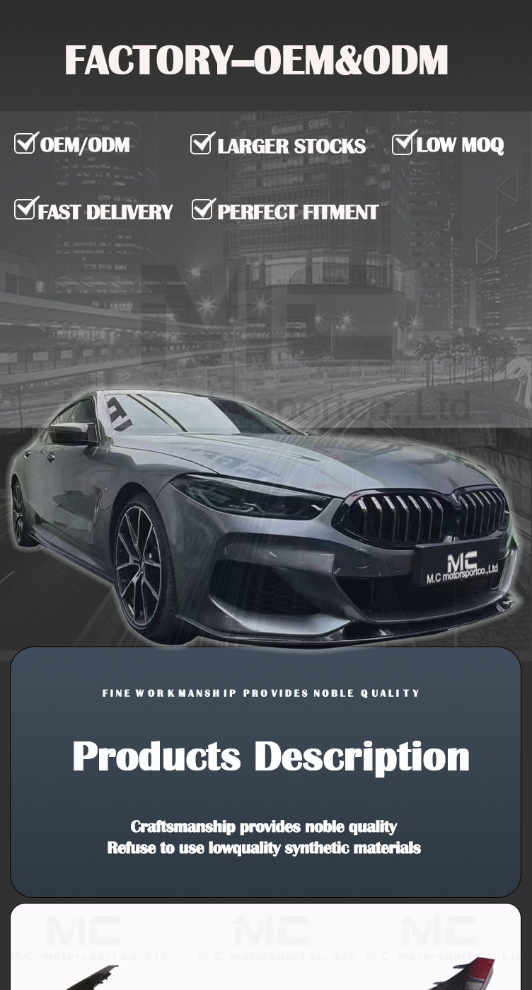For BMW 8 Series G14 G15 G16 Carbon Fiber Body Kits 3D Style Front LIp Rear Diffuser
