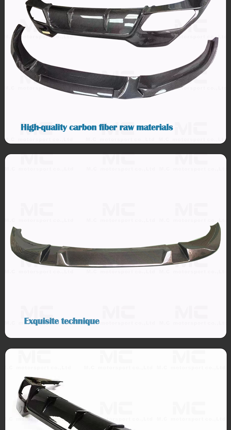 For BMW 8 Series G14 G15 G16 Carbon Fiber Body Kits 3D Style Front LIp Rear Diffuser
