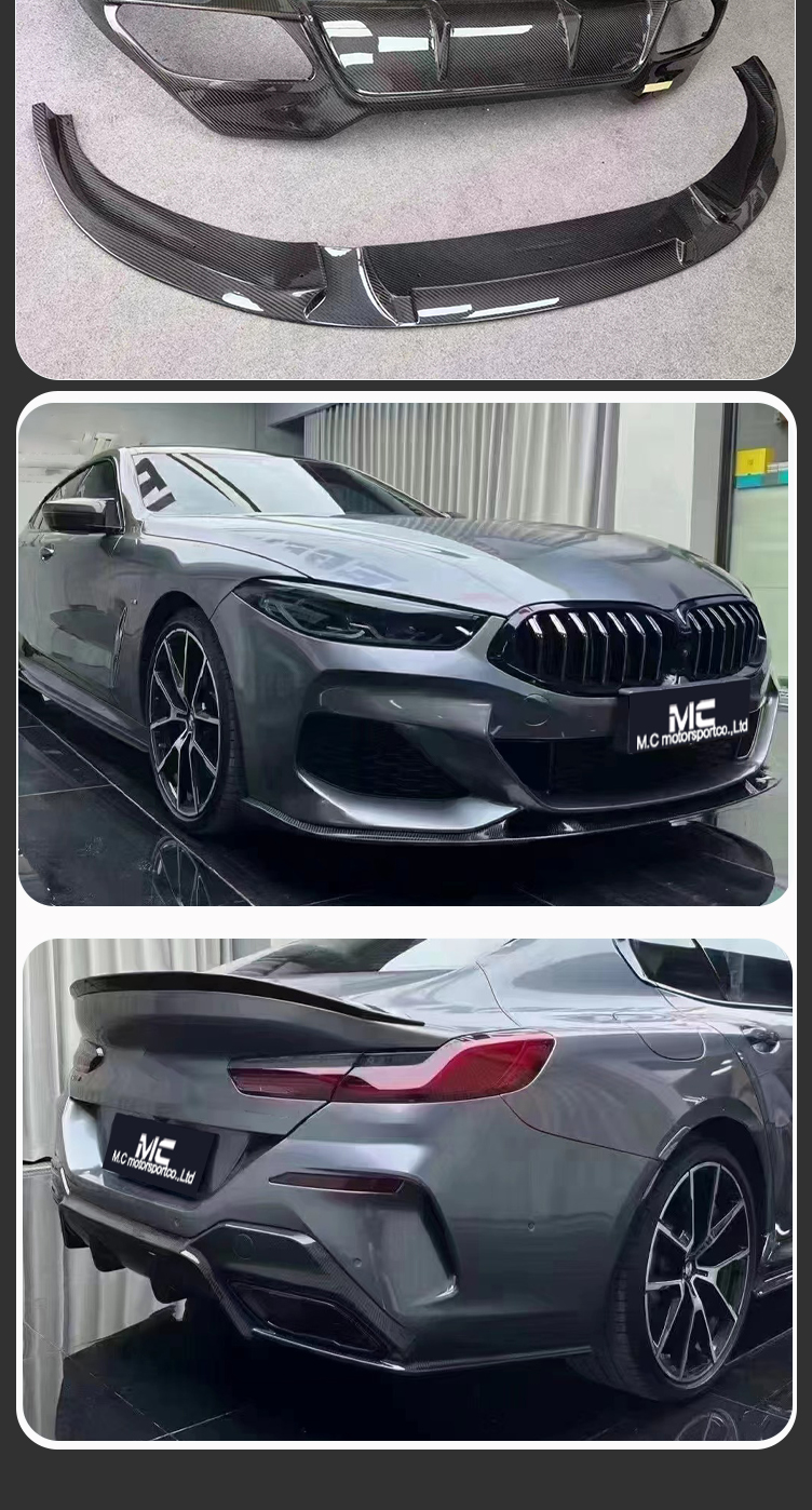 For BMW 8 Series G14 G15 G16 Carbon Fiber Body Kits 3D Style Front LIp Rear Diffuser