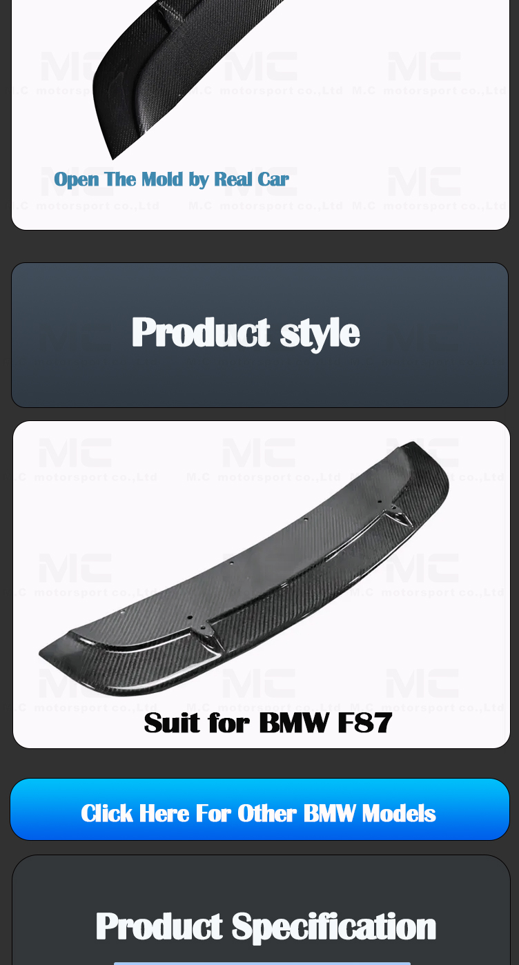 For BMW 2 Series M2 F87 ST Style Carbon Fiber Front Lip
