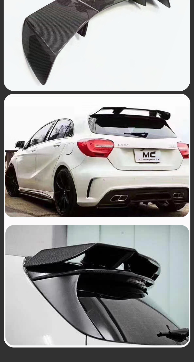 For Mercedes Benz A Class W176 Carbon Fiber R Style Roof Spoiler