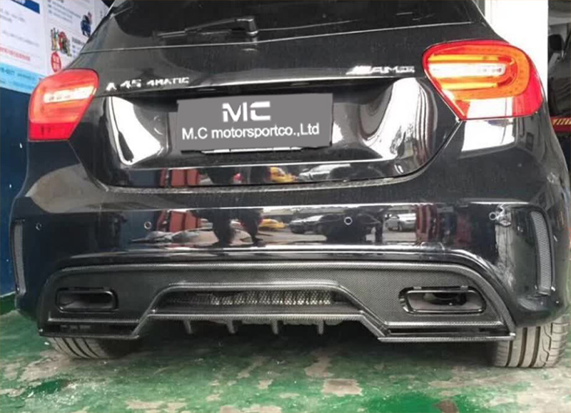 For Mercedes Benz A Class W176 R Style Carbon Fiber Rear Diffuser