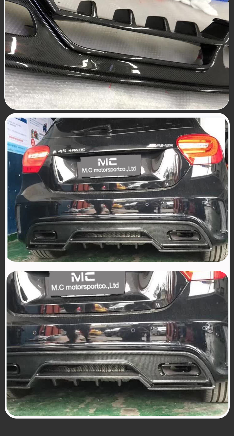 For Mercedes Benz A Class W176 R Style Carbon Fiber Rear Diffuser