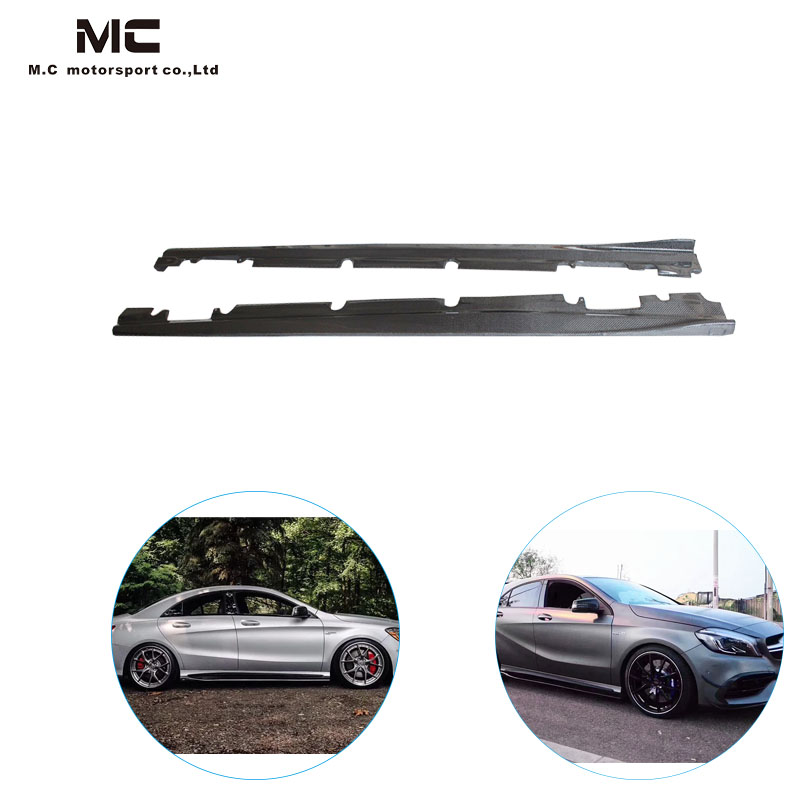 For Mercedes Benz A Class W176 Carbon Fiber R style SIde Skirt