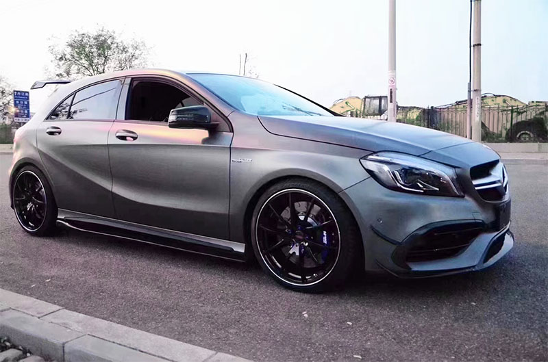 For Mercedes Benz A Class W176 Carbon Fiber R style SIde Skirt