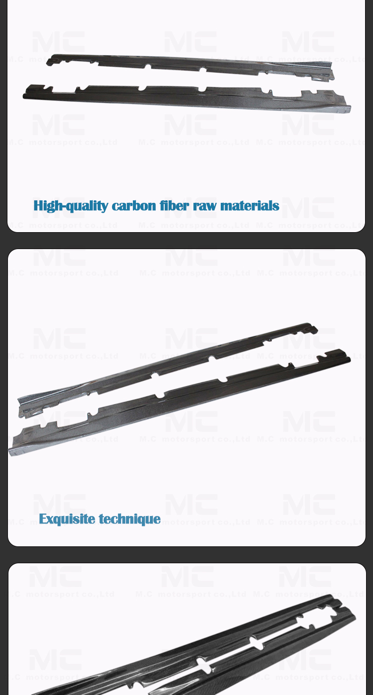 For Mercedes Benz A Class W176 Carbon Fiber R style SIde Skirt