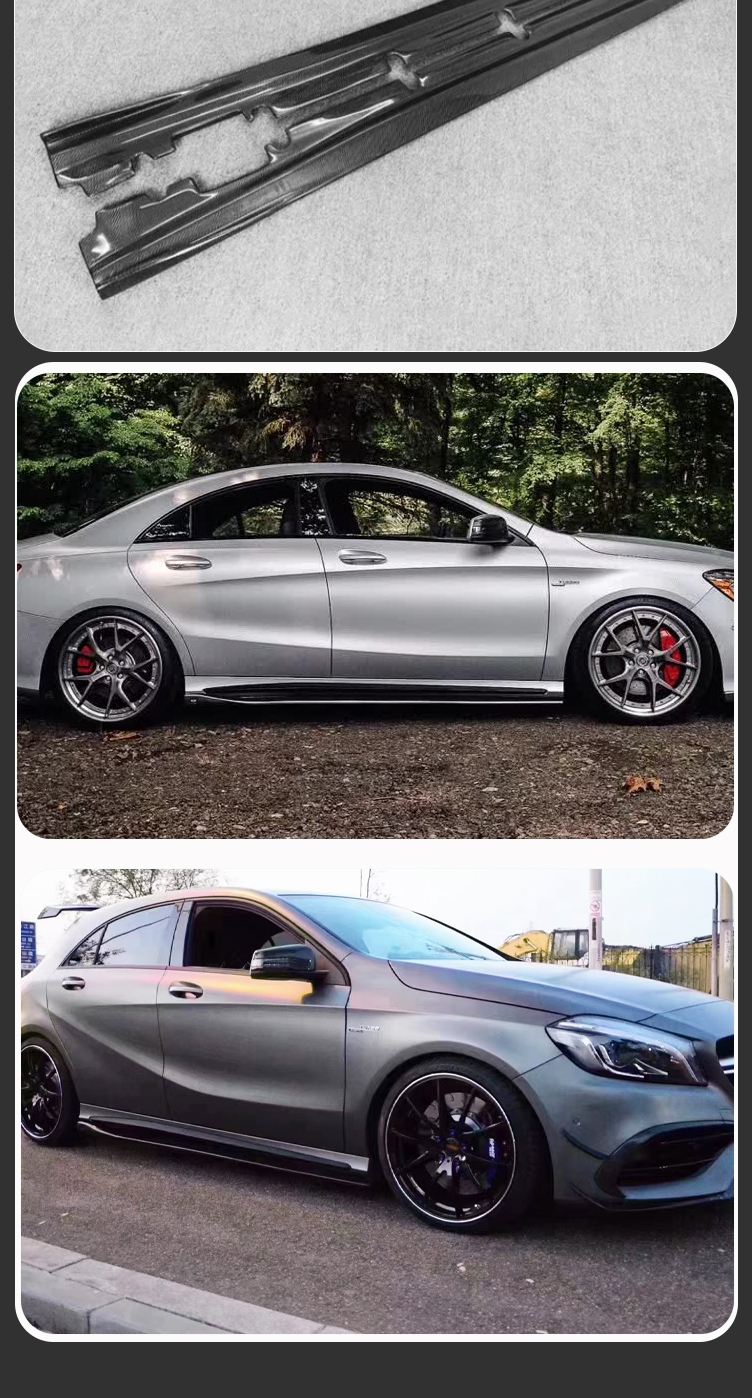 For Mercedes Benz A Class W176 Carbon Fiber R style SIde Skirt