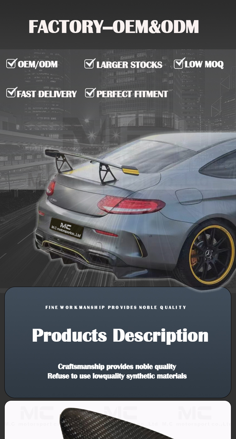For Mercedes Benz C Class W205 C63 Rear Canards