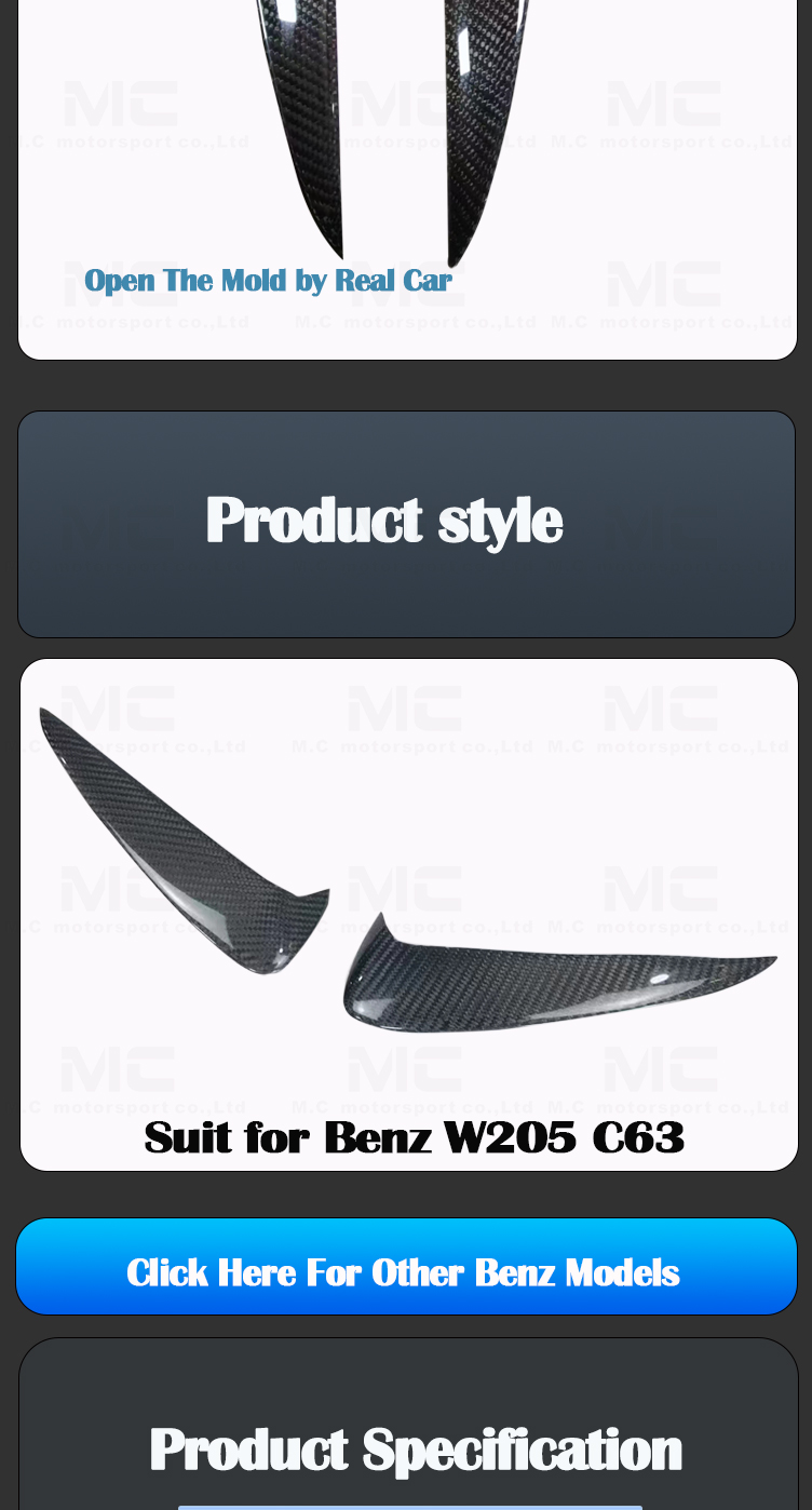 For Mercedes Benz C Class W205 C63 Rear Canards