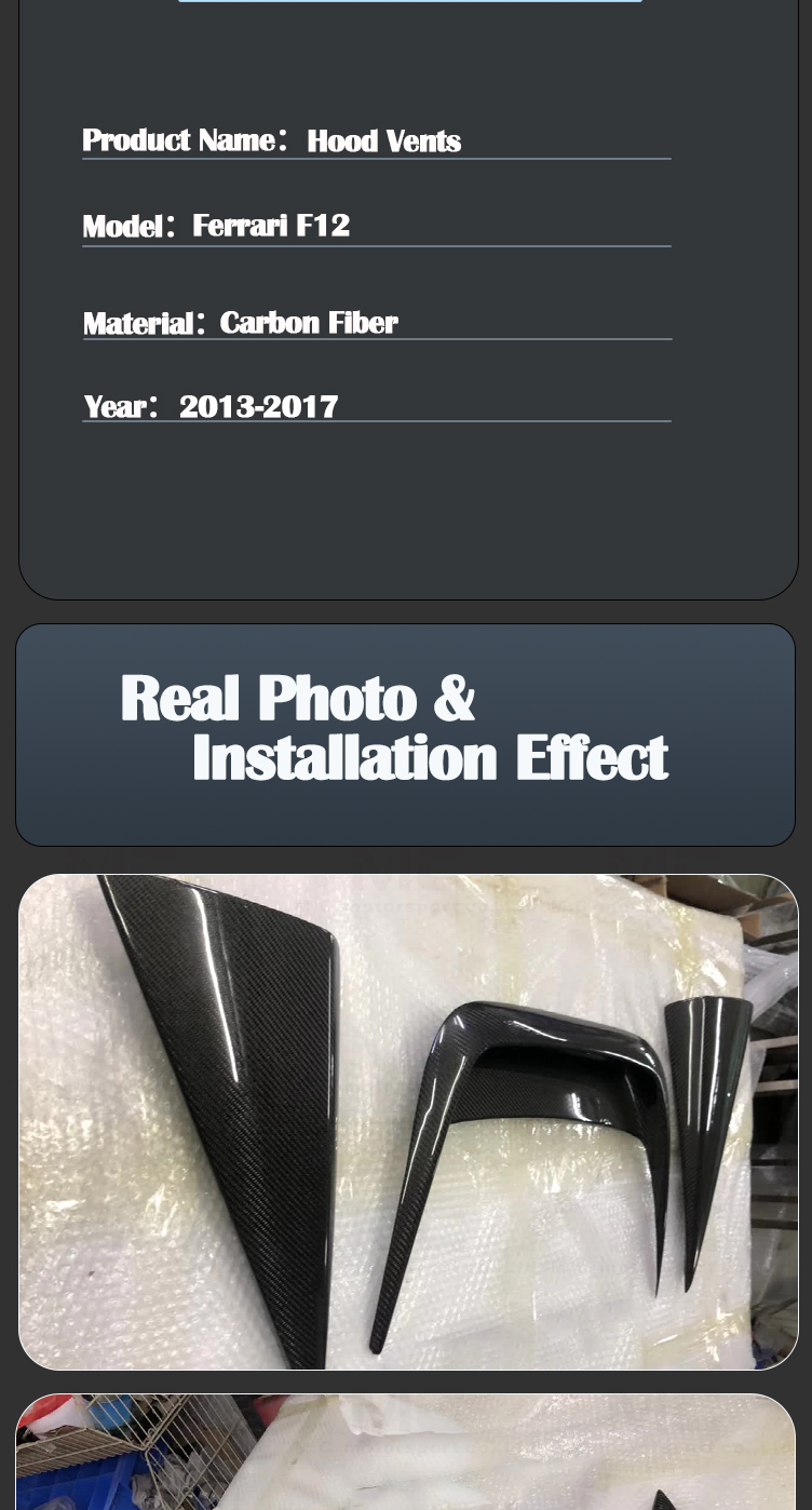 For Ferrari F12 DMC Carbon Fiber Bonnet Canards