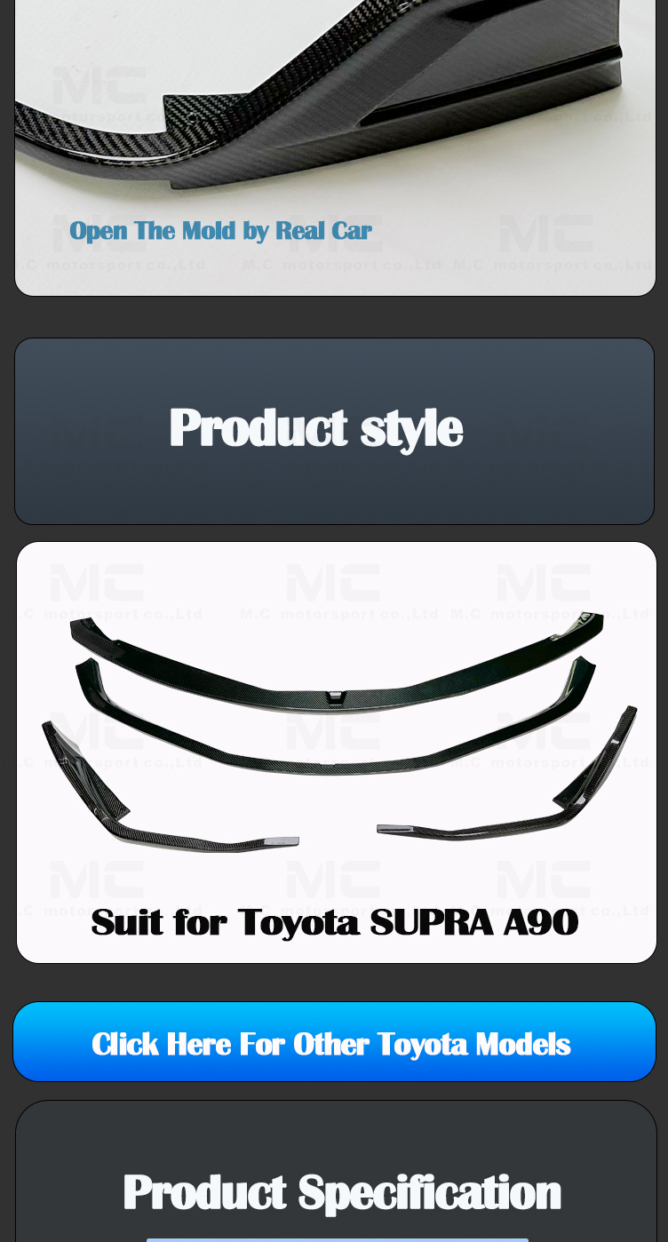 For Toyota Supra A90 A91 MK GR Carbon Fiber MZ Speed Front Lip