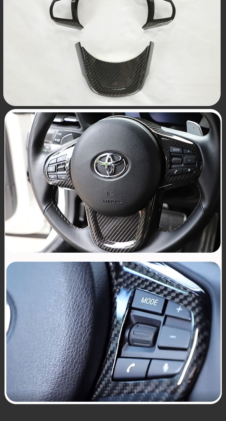 For Toyota Supra A90 GT MK Dry Carbon Fiber Steering Wheel Sticker Cover