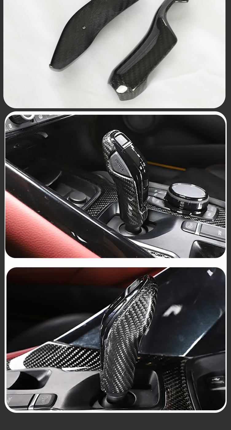 For Toyota Supra A90 Dry Carbon Fiber Gear Shift Knob Cover