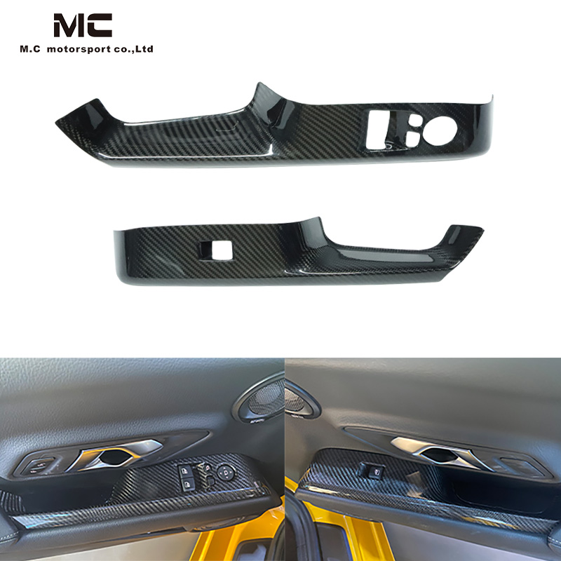 For Toyota Supra A90 A91 GR MK Dry Carbon Fiber Door Switch Panel Cover 