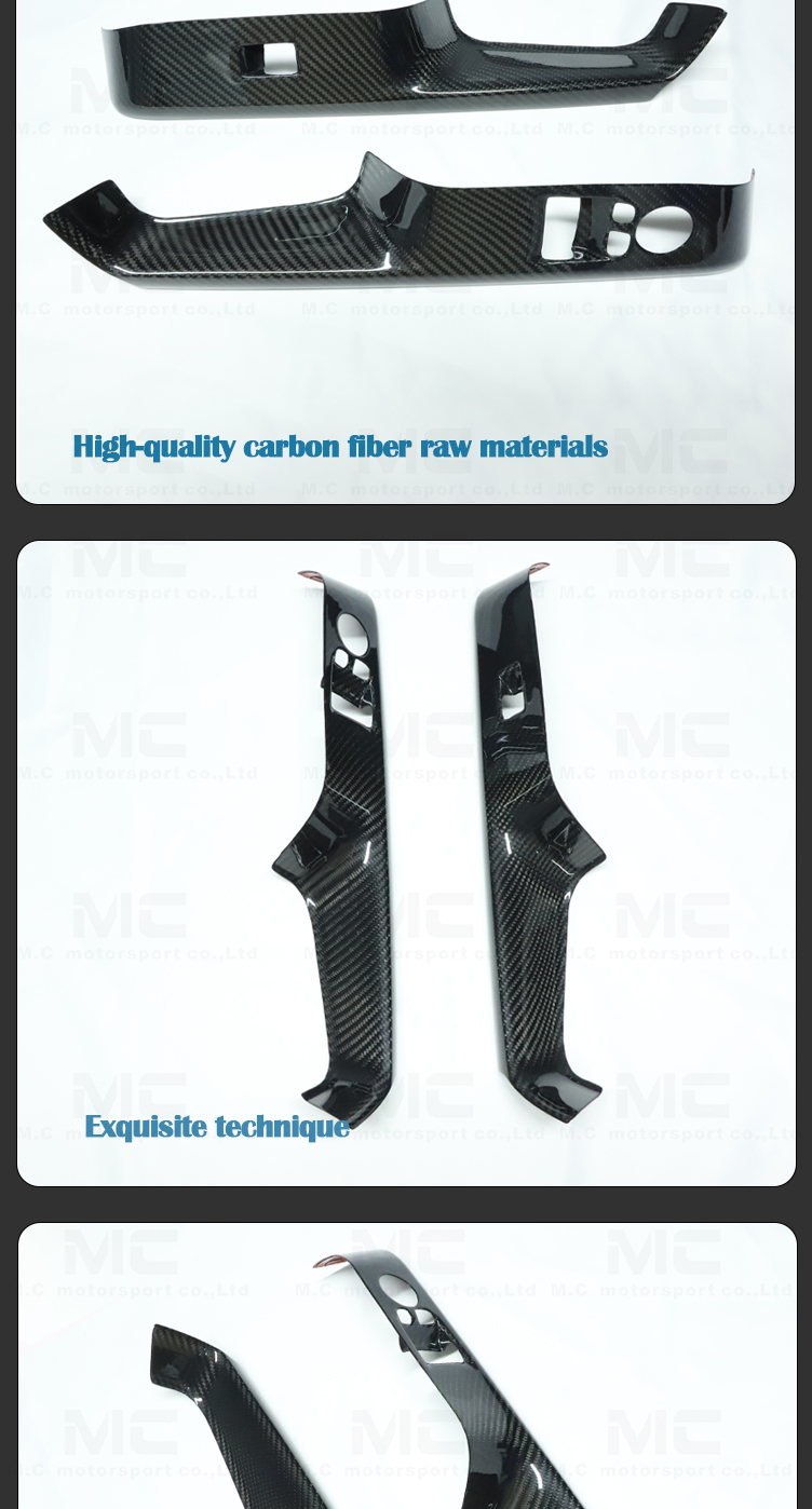 For Toyota Supra A90 A91 GR MK Dry Carbon Fiber Door Switch Panel Cover 