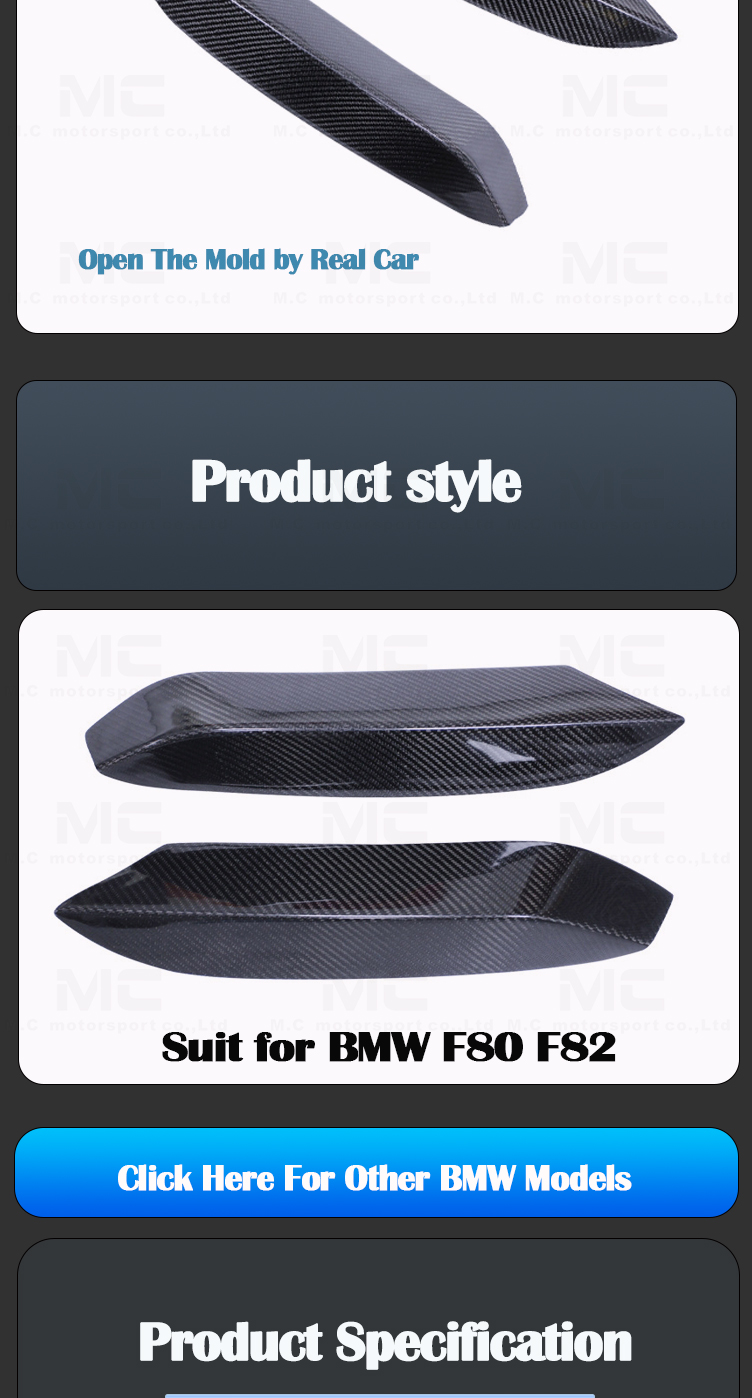 For BMW M3 M4 F82 F80 F83 Front Up Splitter