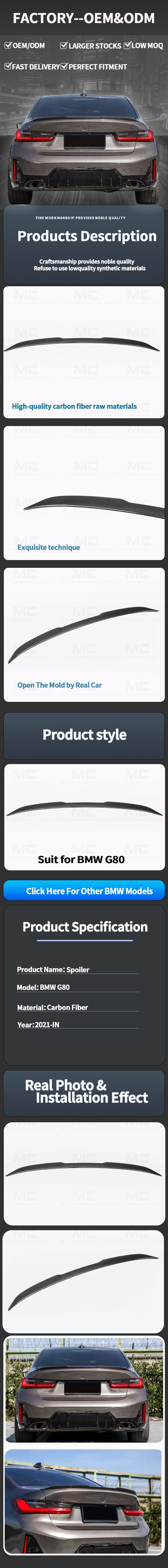 For BMW G80 Carbon Fiber Rear Spoiler 2021+