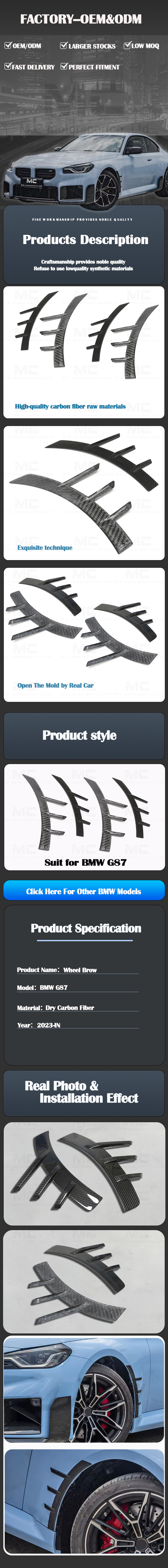 For BMW G87 MP Style Dry Carbon Fiber Wheel Arches 