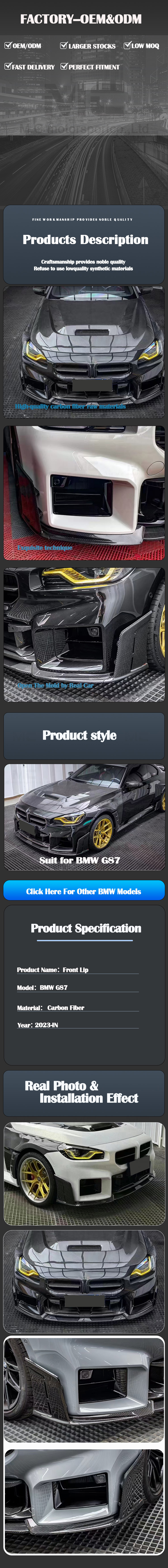 For BMW G87 AE Style Carbon Fiber Front Lip 